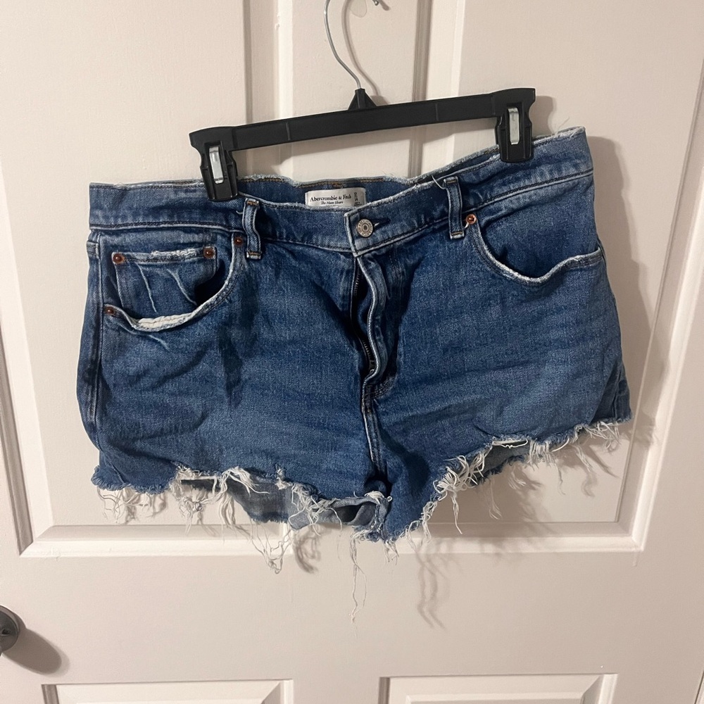 Abercrombie Denim Blue Distressed Women Shorts